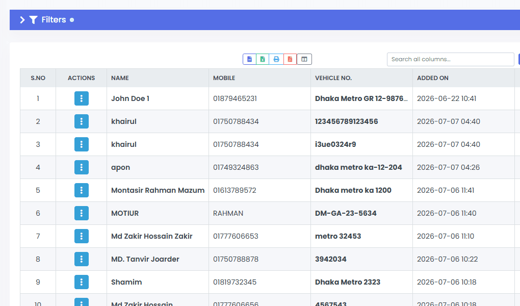 AgainPOS CRM customer list screen